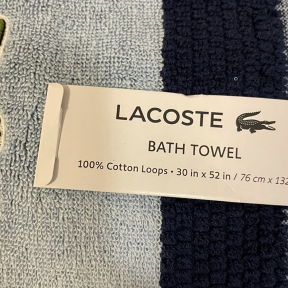Lacoste Navy Blue Stripe Luxury Bath Towel NWT - Picture 4 of 9